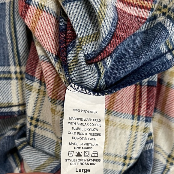 Mel & Mo Plaid Button Down Top Long Sleeve Women’s Size Large - Picture 3 of 4